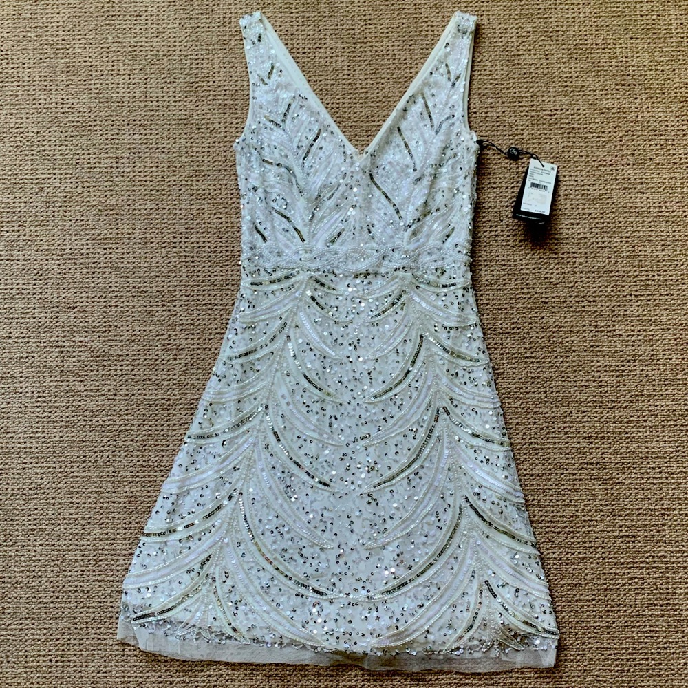 White beaded cocktail dress